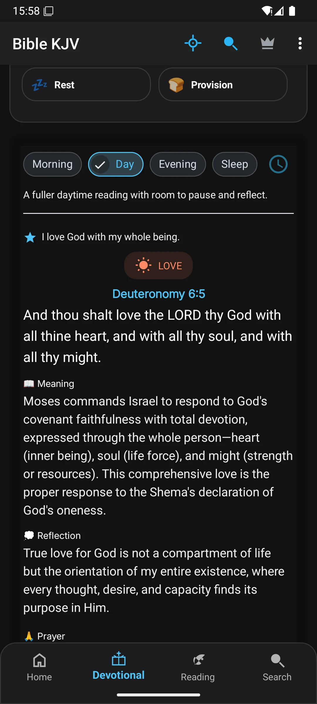 Day devotional screen in the KJV app