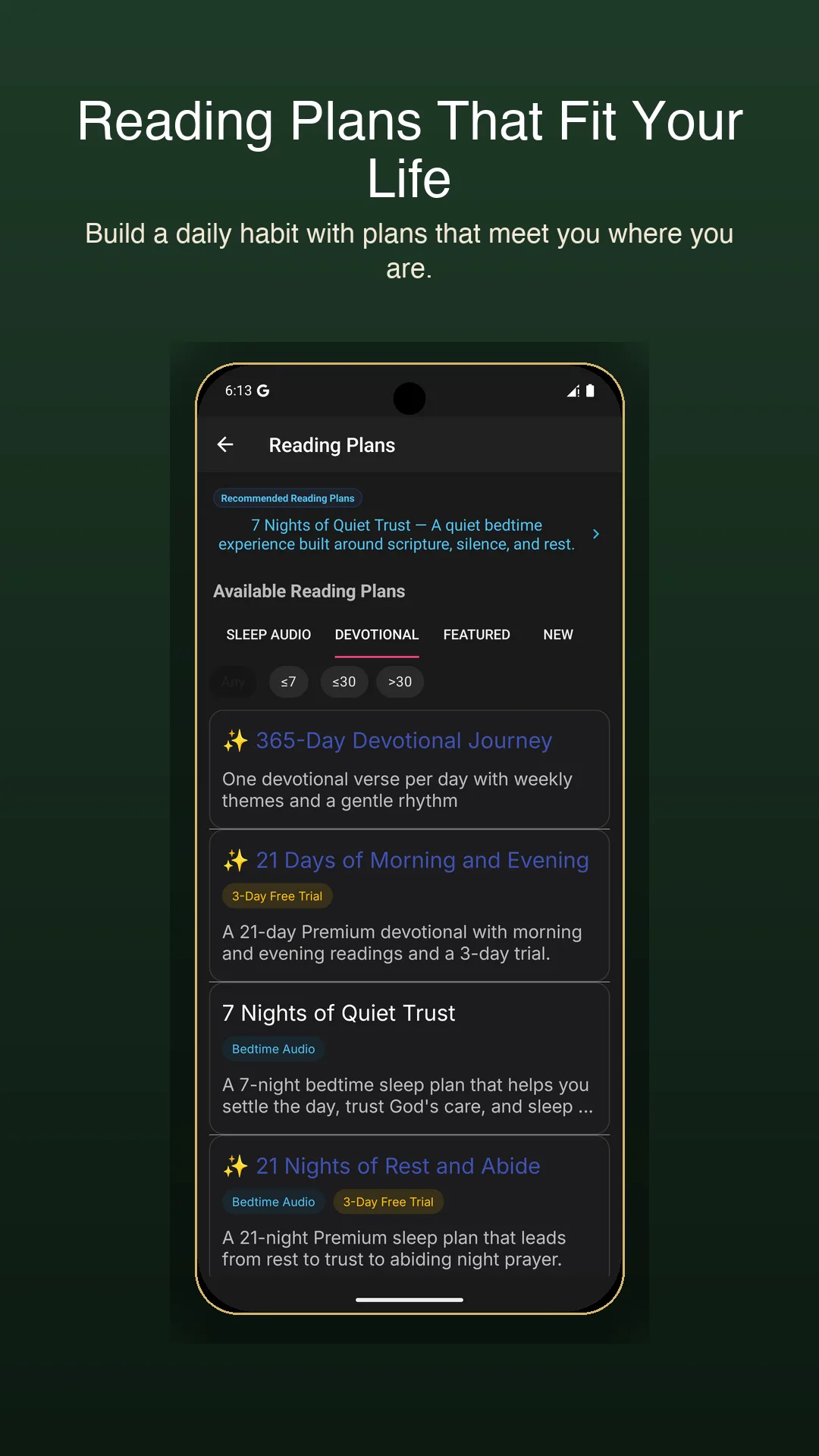 KJV reading plans screen