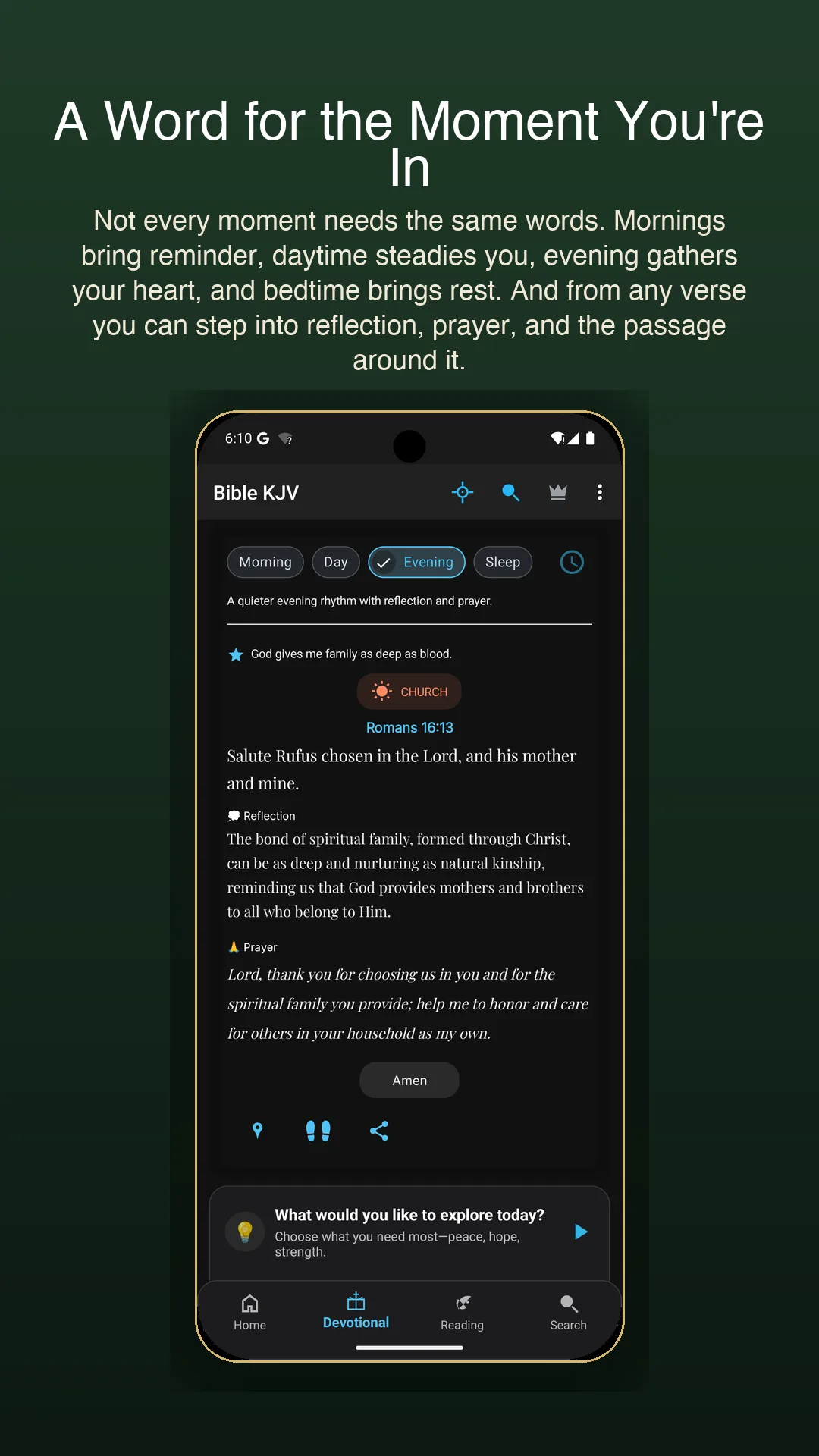 KJV reflection entry screen