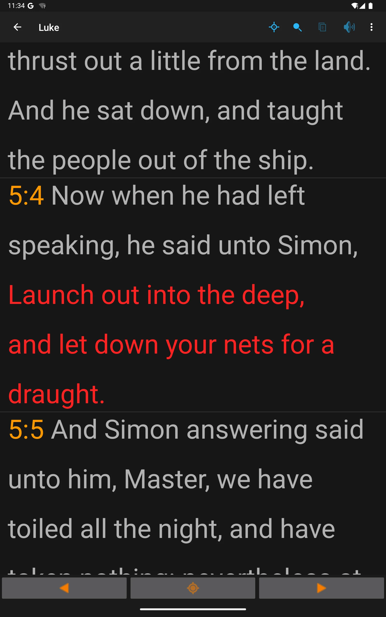 Offline KJV Bible reading screen in the app