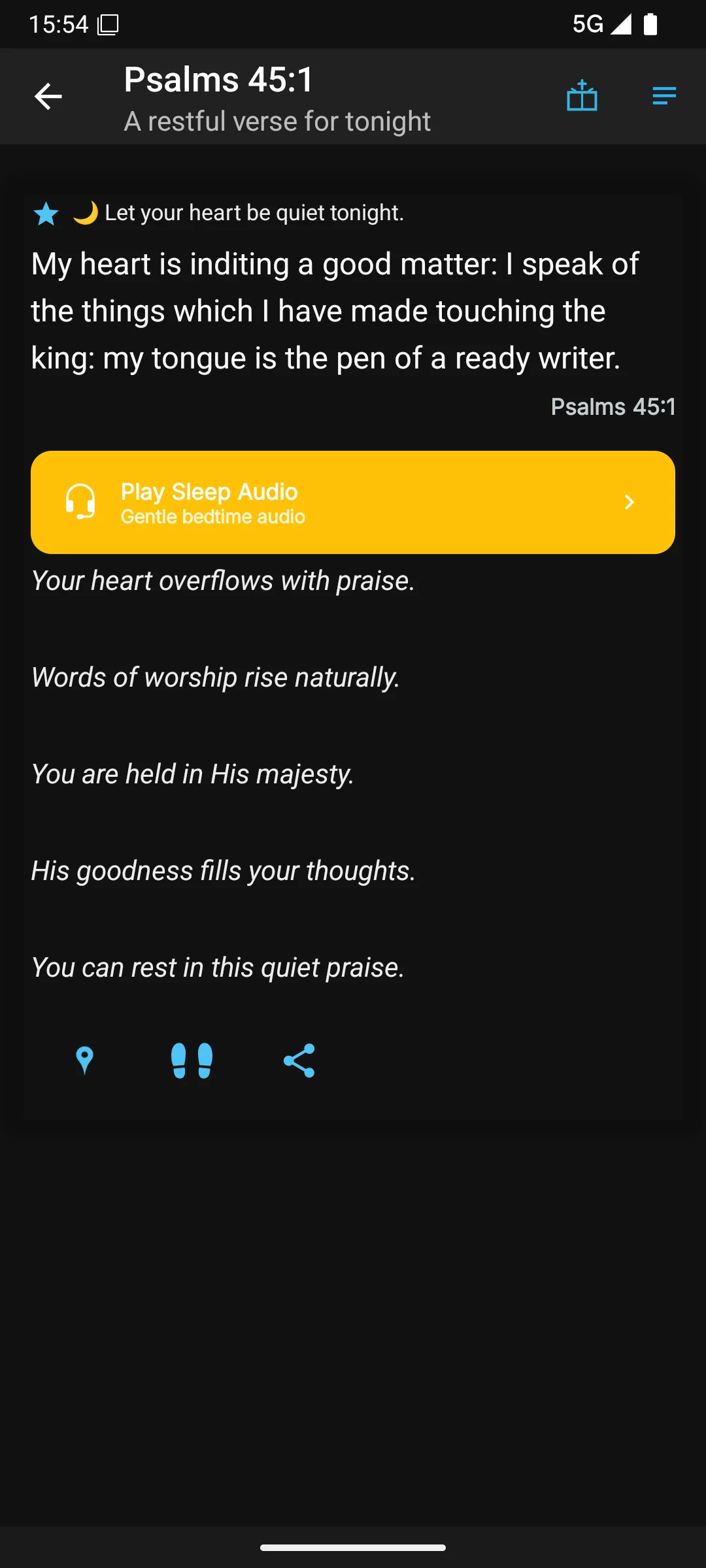 Sleep audio entry screen in the KJV app